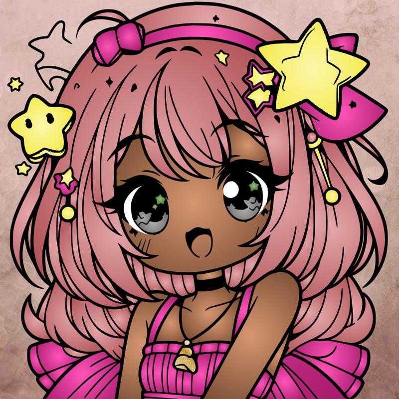 cute anime girl with star accessories