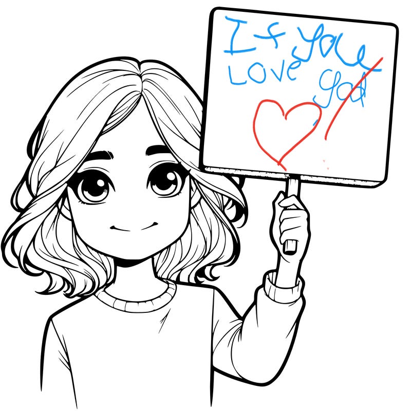 realistic girl holding up a sign