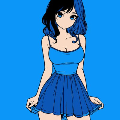 realistic girl in short dress