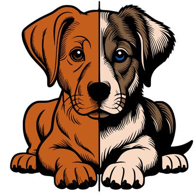 realistic dog split picture