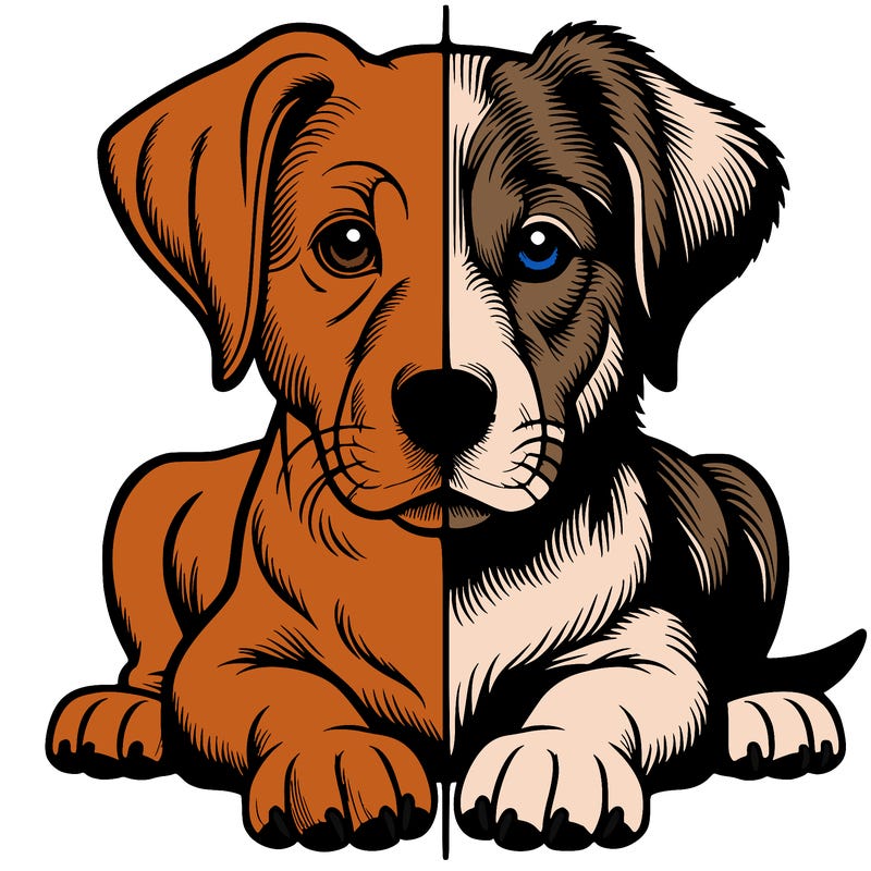 realistic dog split picture