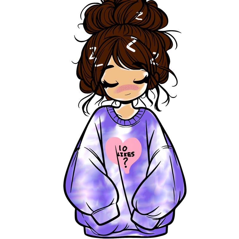 girl with baggy sweatshirt and messy bun