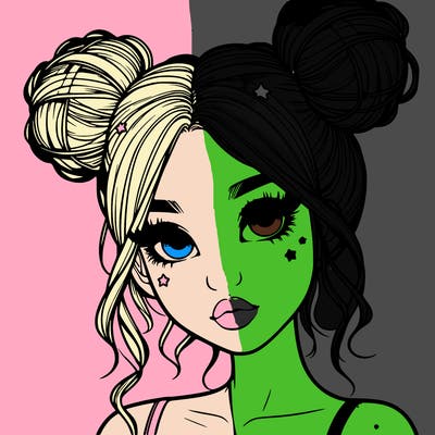 realistic girl with space buns