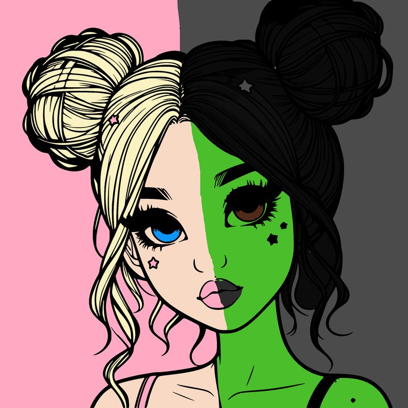 realistic girl with space buns