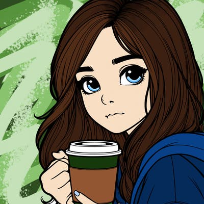 realistic girl drinking coffee