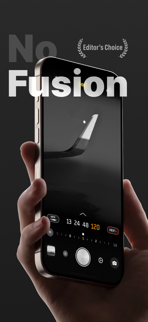 No Fusion-Powerful Pro Cam - No Fusion Pro Cam app manual interface on iPhone screen