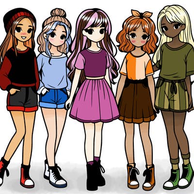 a group of five girls