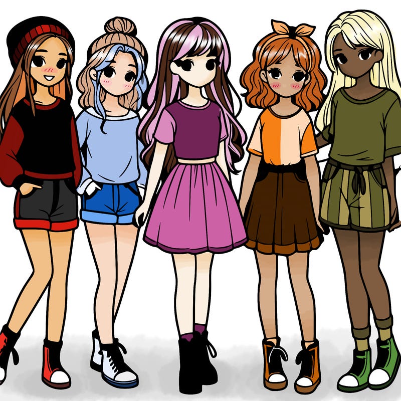 a group of five girls