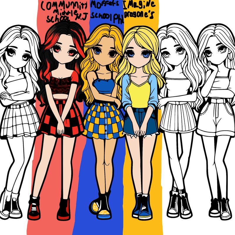 a group of girls realistic