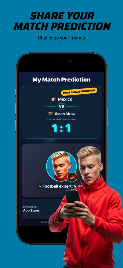 World Cup 2026 Schedule - 2026 월드컵 경기의 축구 경기 예측을 보여주는 스마트폰 화면