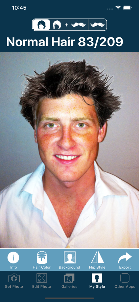 Man using the Hair and Beard Styles app to virtually try on a new hairstyle