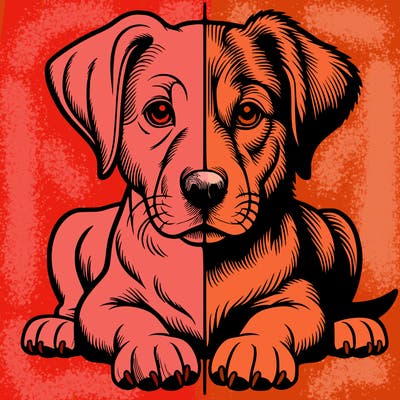 realistic dog split picture