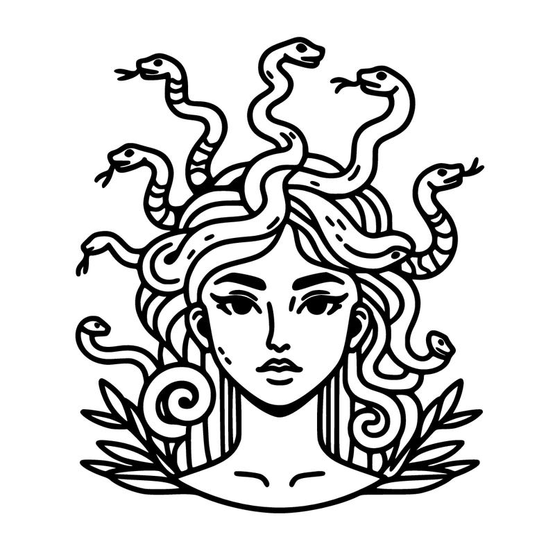 realistic woman snakes growing out of head