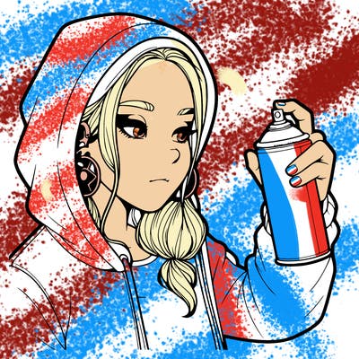 a realistic girl, spray painting