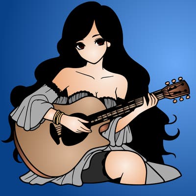 beautiful girl playing the guitar