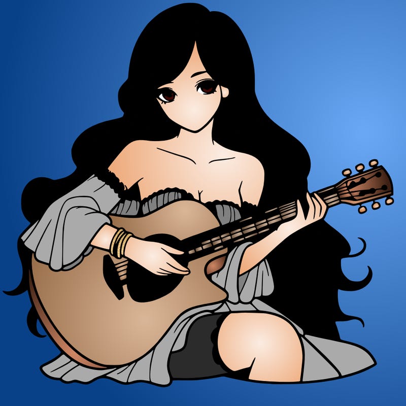 beautiful girl playing the guitar