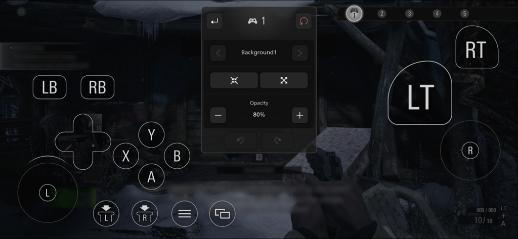 Diseño personalizable de controles táctiles y superposición de configuración en Resident Evil Village para móvil