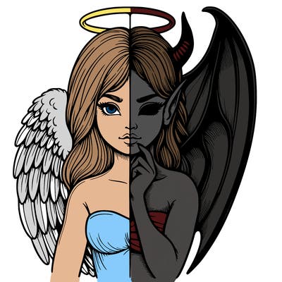 realistic angel half demon