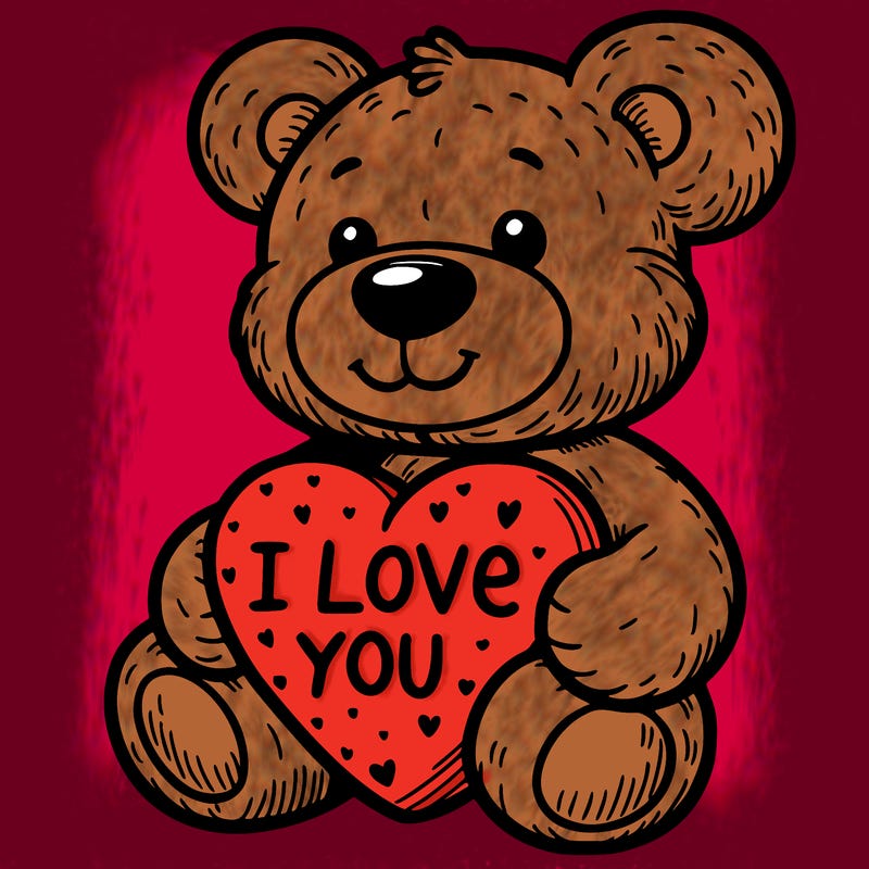 teddy bear holding an i love you heart
