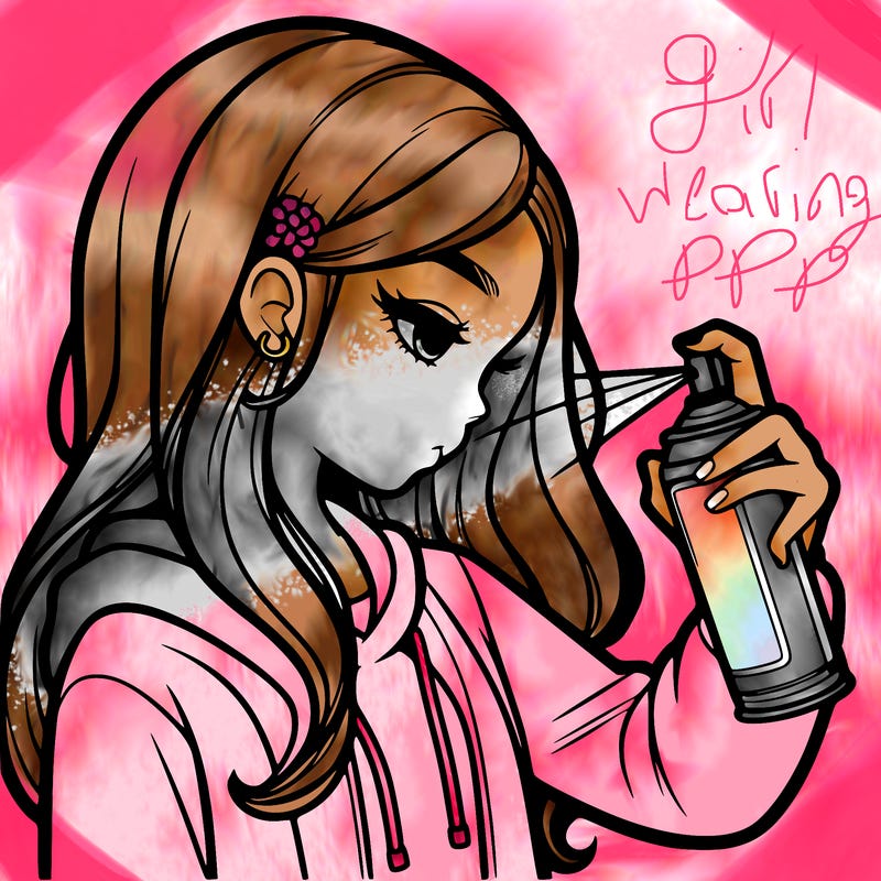 a realistic girl spray painting