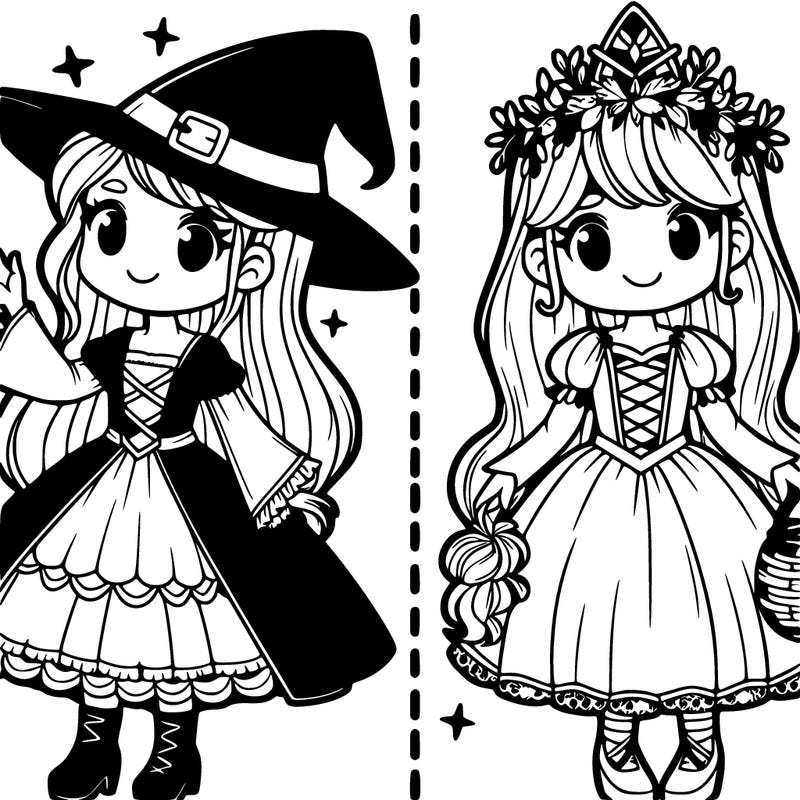pretty split of witch and princess