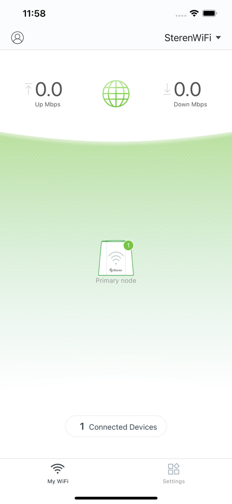 Steren WiFi - Painel do aplicativo Steren WiFi mostrando o status da rede e os dispositivos conectados.