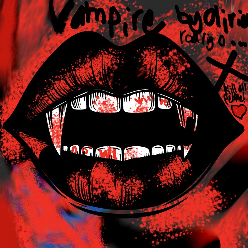 lips with vampire teeth