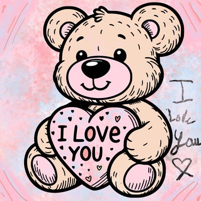 teddy bear holding an i love you heart