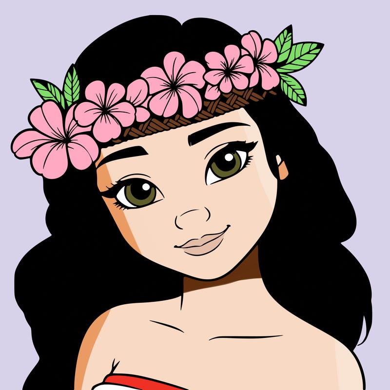 a realistic hawaiian girl with a head band of flowers on her head