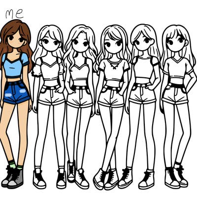 a group of girls wearing crop tops and shorts