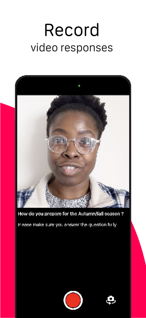 User recording a video response for a paid survey on the Influence app
