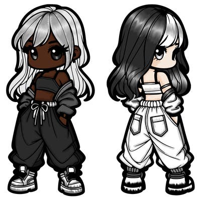 girl in crop top and baggy pants