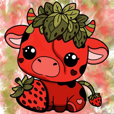 cute strawberry cow