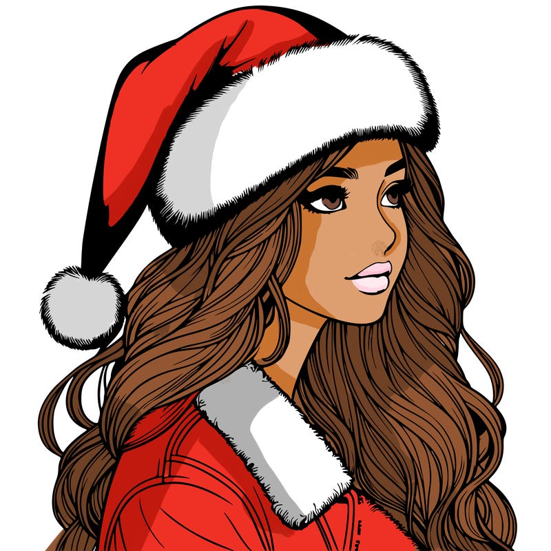 realistic girl in santa hat