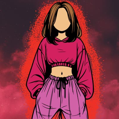 realistic girl faceless with baggy pants and a crop top