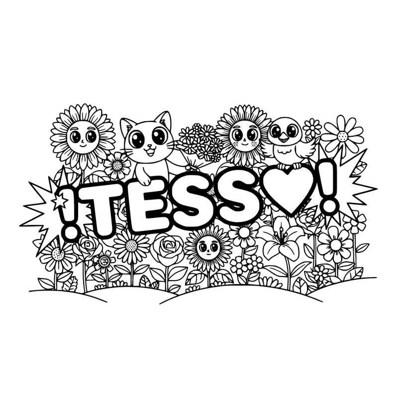 words that say 💥💚tess💚💥 with flowers everywhere
