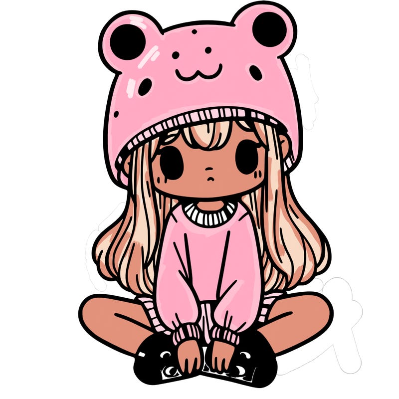 a girl wearing a frog hat and some frog socks