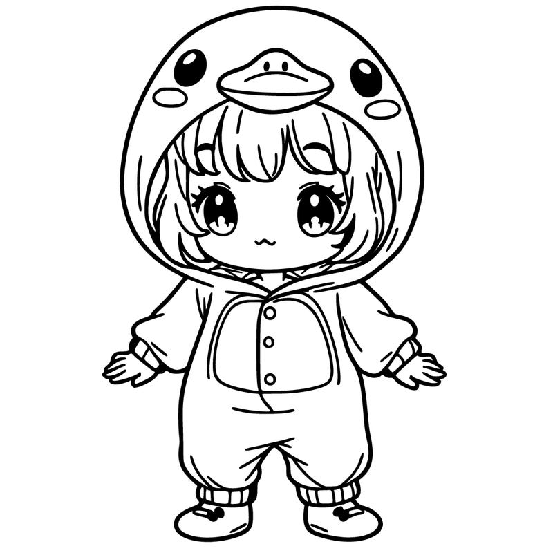 girl in duck onesie