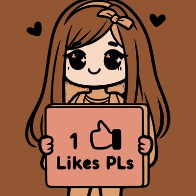 girl holding a sign saying 10 likes pls