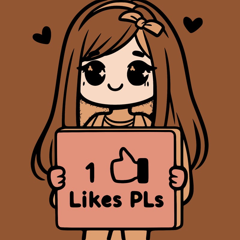 girl holding a sign saying 10 likes pls