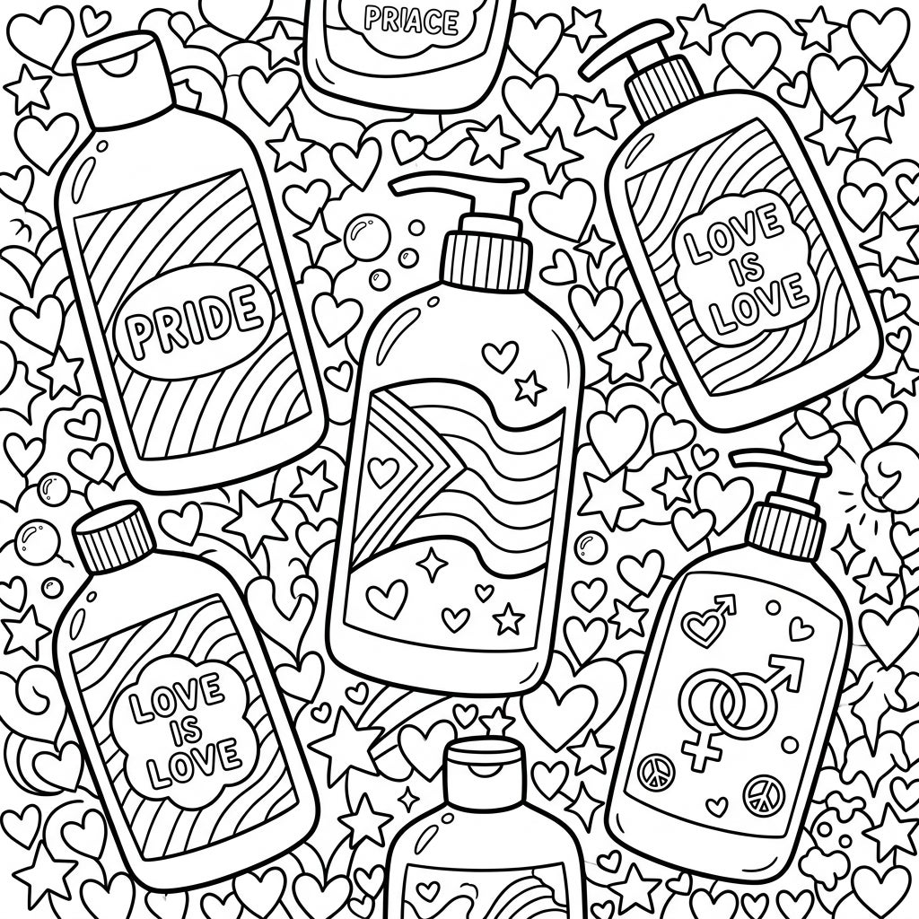 Pride-Themed Conditioners Coloring Page Printable — Color Pop