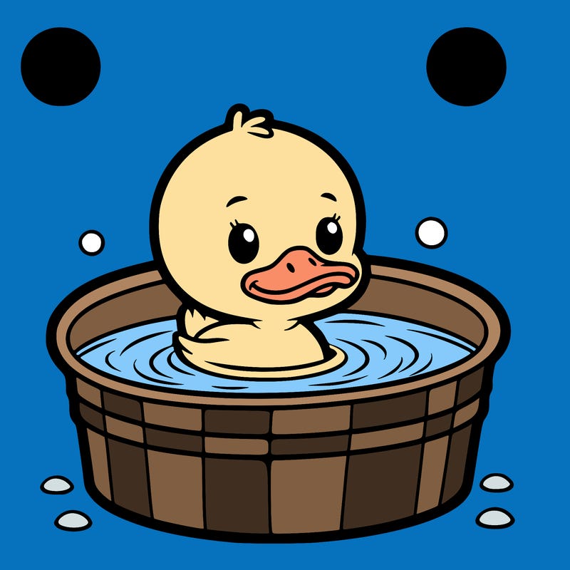 duck in a tub of water