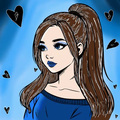 realistic girl with a high ponytail