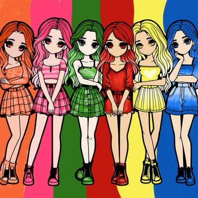 a group of girls realistic