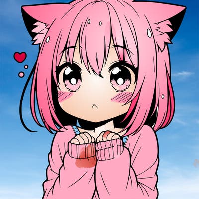 shy anime catgirl