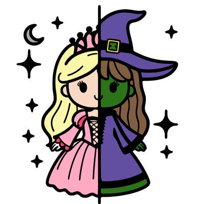 split princess and witch