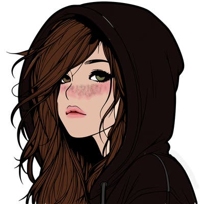 realistic girl with hoodie on