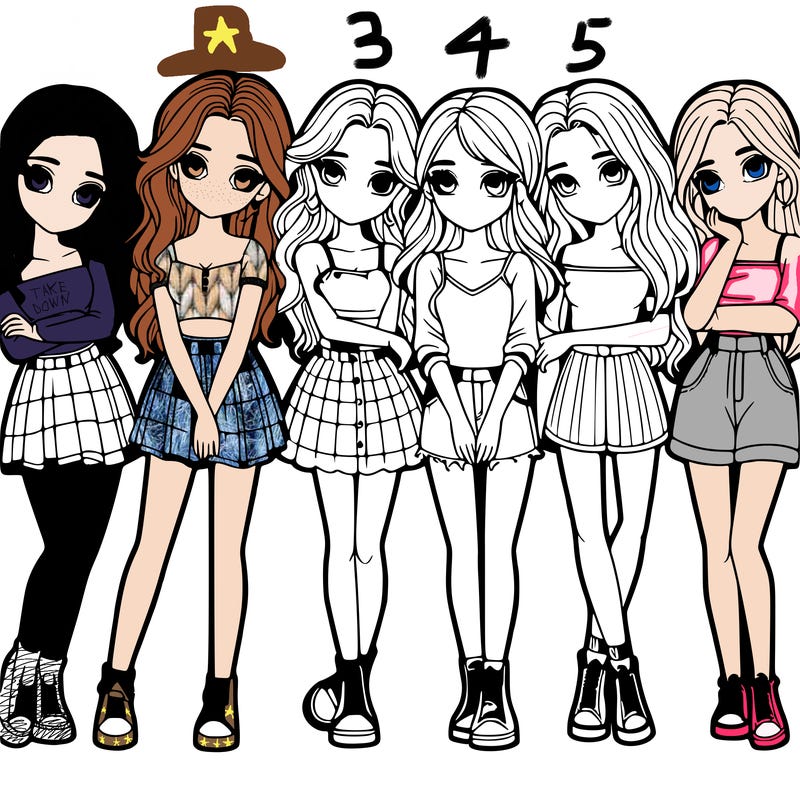 a group of girls realistic