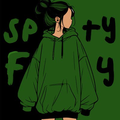 realistic girl with a oversized sweatshirt on and a bun