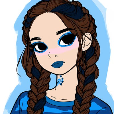 realistic girl with braids